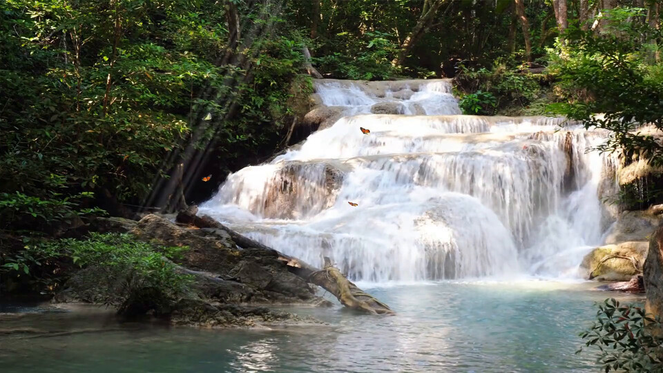 Waterfall, frame 37, CRF 28 encode