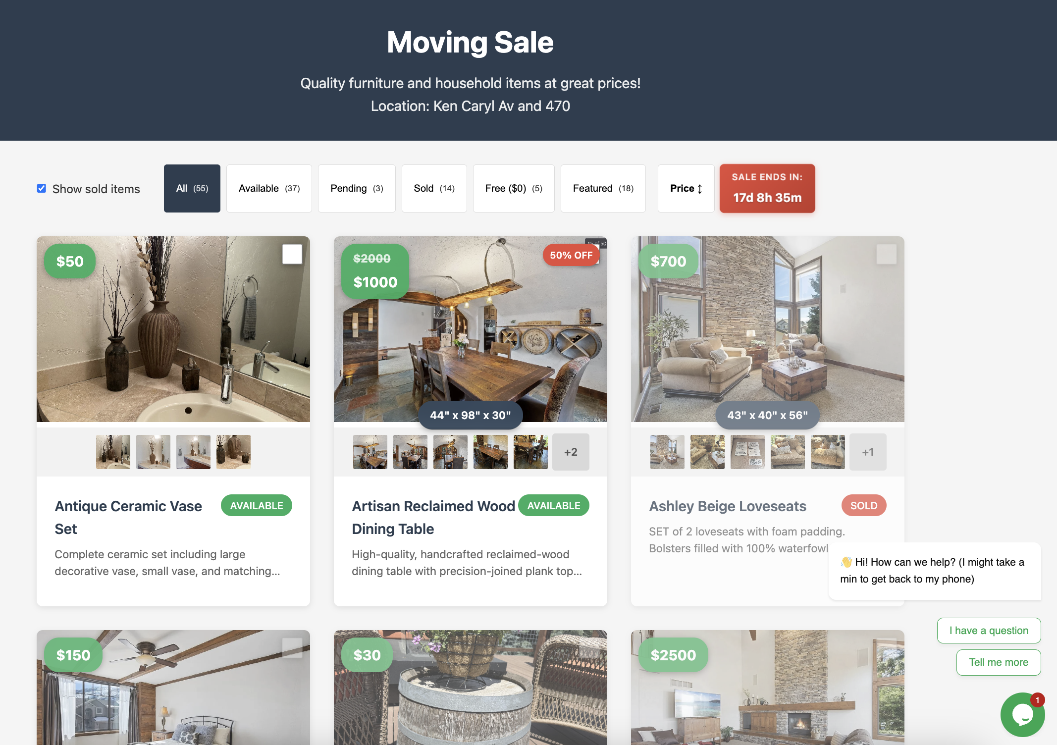 AI Moving Sale Website Generator